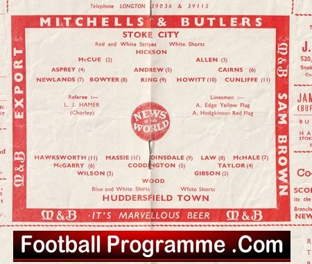 Stoke City v Huddersfield Town 1959 - Denis Law - Image 3