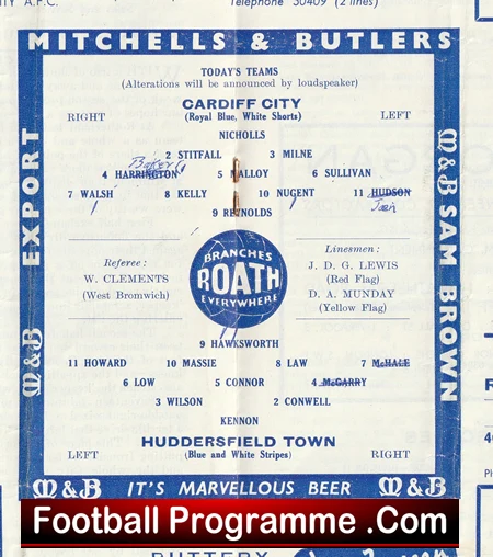 Cardiff City v Huddersfield Town 1958 - Denis Law - Image 3