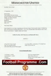 Manchester United Sir Alex Ferguson Letter – Favourite Recipe 1999