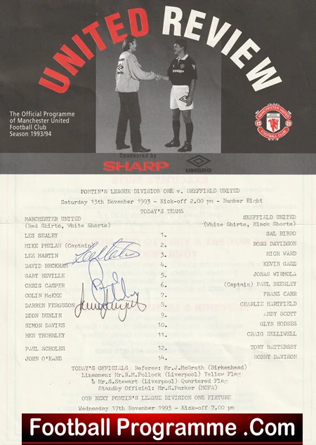 Manchester United v Sheffield United 1993 - Multi Signed - Image 2