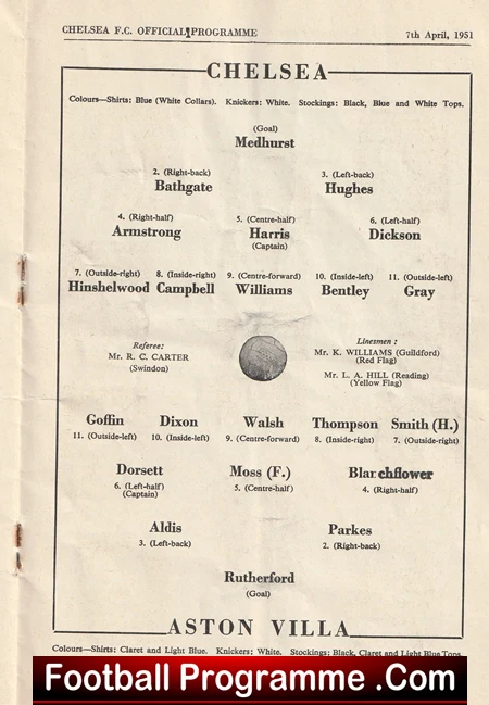 Chelsea v Aston Villa 1951 - Image 3