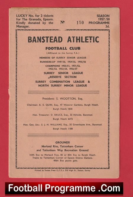 Banstead Athletic v Farnham Town 1957 - Image 2