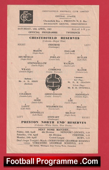 Chesterfield v Preston 1965 - Reserves Match - Image 2