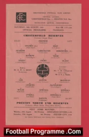 Chesterfield v Preston 1962 – Reserves Match