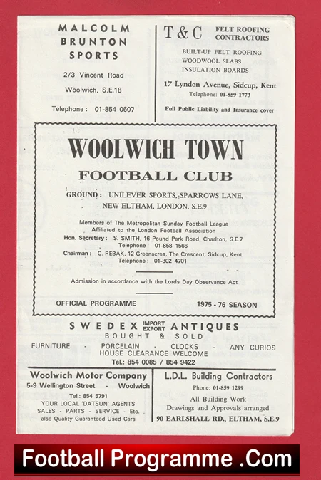 Woolwich Town v Plumstead Maybloom 1975 - Eltham London - Image 2