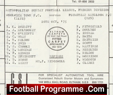 Woolwich Town v Plumstead Maybloom 1975 - Eltham London - Image 3