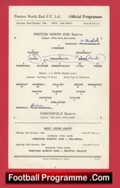 Preston North End v Chesterfield 1966 – Reserves Match