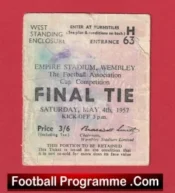 Manchester United v Aston Villa 1957 – FA Cup Final Match Ticket