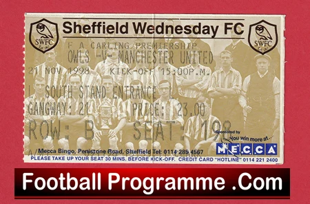 Sheffield Wednesday v Manchester United 1998 - Football Ticket Treble Season - Image 2