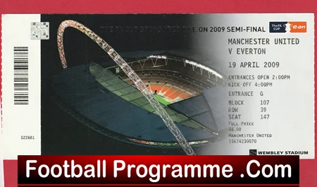 Manchester United v Everton 2009 - FA Cup Semi Final Match Ticket - Image 2