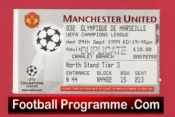 Manchester United v Olympique Marseille 1999 – Match Ticket
