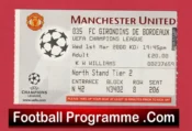 Manchester United v Bordeaux 2000 Man Utd Football Ticket