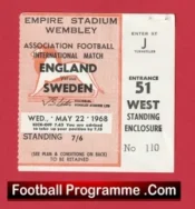 England v Sweden 1968 – Match Ticket