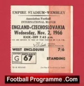 England v Czechoslovakia 1966 – Match Ticket