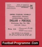 England v Portugal 1958 – TICKET – Bobby Charlton Full Debut