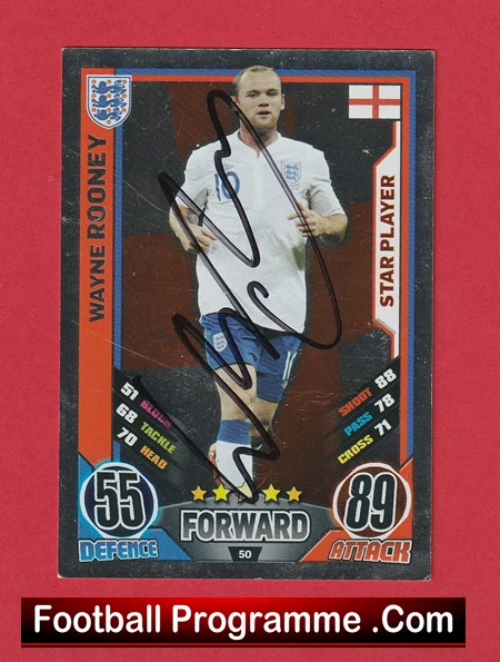 England Man Utd Wayne Rooney Autograph Signed Football Card - Image 2