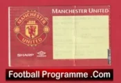Manchester United v Middlesbrough 1999 – Treble Season Match Ticket