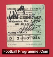 England v Czechoslovakia 1966 – Ticket Multi Signed World Cup Winners