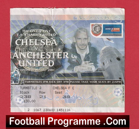 Manchester United v Chelsea 2000 - FA Charity Shield Ticket - Image 2