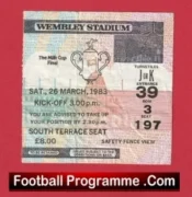 Manchester United v Liverpool 1983 – League Cup Final Ticket