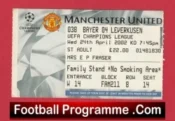 Manchester United v Bayer Leverkusen 2002 – Match Ticket