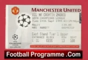 Manchester United v Croatia Zagreb 1999 – Football Ticket