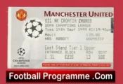 Manchester United v Croatia Zagreb 1999 – Football Ticket