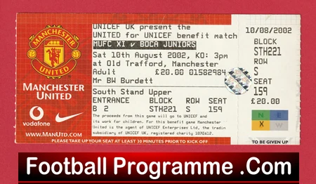 Manchester United v Boca Juniors 2002 - Football Ticket UNICEF - Image 2