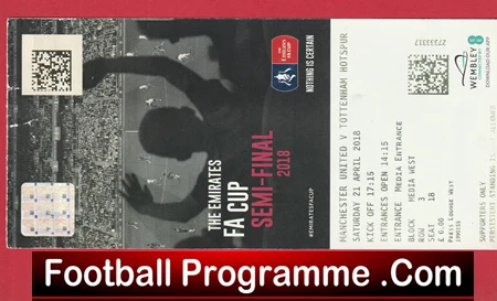 Manchester United v Tottenham Hotspur 2018 - FA Cup Semi Final Football Ticket - Image 2