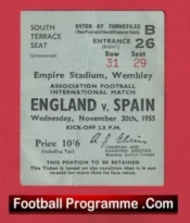 England v Spain 1955 – Match Ticket