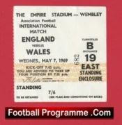 England v Wales 1969 – Football Ticket