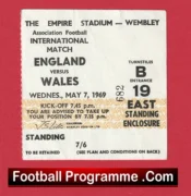 England v Wales 1969 – Football Ticket