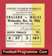 England v Wales 1966 – Football Match Ticket 66