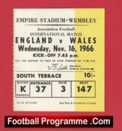 England v Wales 1966 – Football Match Ticket 66