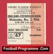 England v Czechoslovakia 1966 – Match Ticket