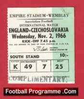 England v Czechoslovakia 1966 – Football Ticket