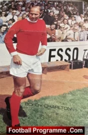 Manchester United Bobby Charlton Autograph Signed Football Poster
