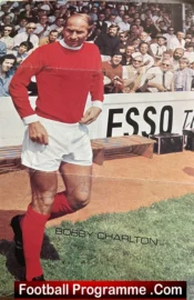 Manchester United Bobby Charlton Autograph Signed Football Poster