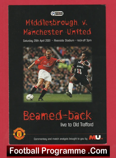 Middlesbrough v Manchester United 2001 Beam back Match Old Trafford - Image 2