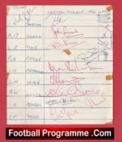 Crystal Palace Football Club Multi Autographed Signed Sheet 1966