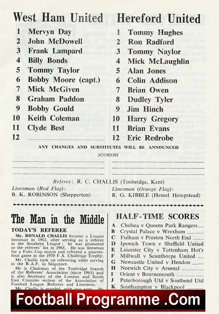 West Ham United v Hereford United 1974 - Bobby Moore Final Game - Image 3