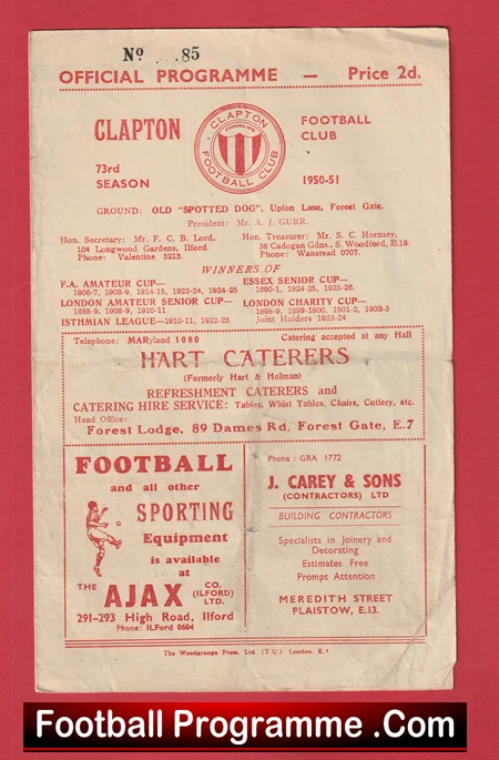 Clapton v Walthamstow Avenue 1950 - 1950s - Image 2