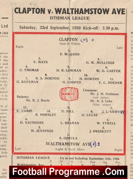 Clapton v Walthamstow Avenue 1950 - 1950s - Image 3