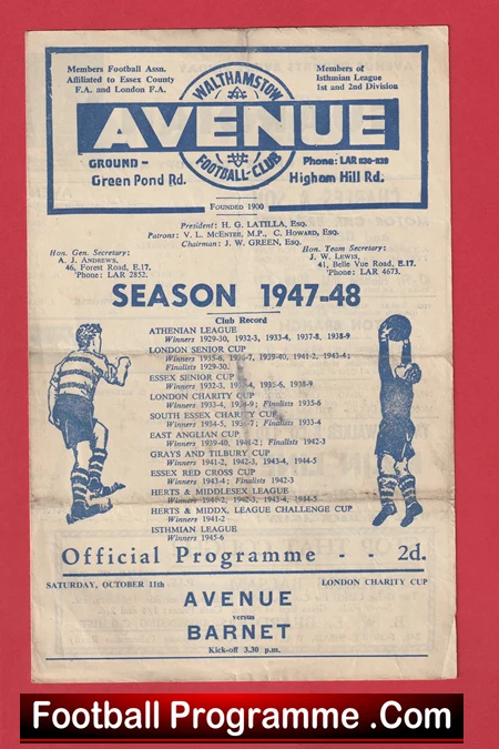 Walthamstow Avenue v Barnet 1947 - 1940s - Image 2