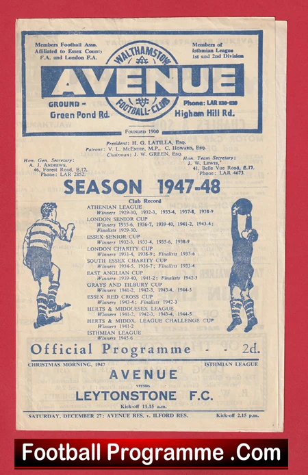 Walthamstow Avenue v Leytonstone 1947 - Christmas Day 1947 - Image 2