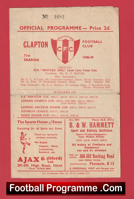 Clapton v Walthamstow Avenue 1949 - 1940s - Image 2
