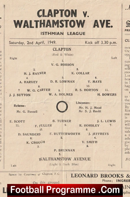 Clapton v Walthamstow Avenue 1949 - 1940s - Image 3