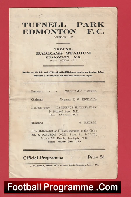 Tufnell Park Edmonton v Clapton 1954 - Preliminary Round FA Cup - Image 2