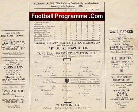 Tufnell Park Edmonton v Clapton 1954 - Preliminary Round FA Cup - Image 3