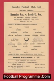 Barnsley v Leeds United 1955 – Reserves Match Central League